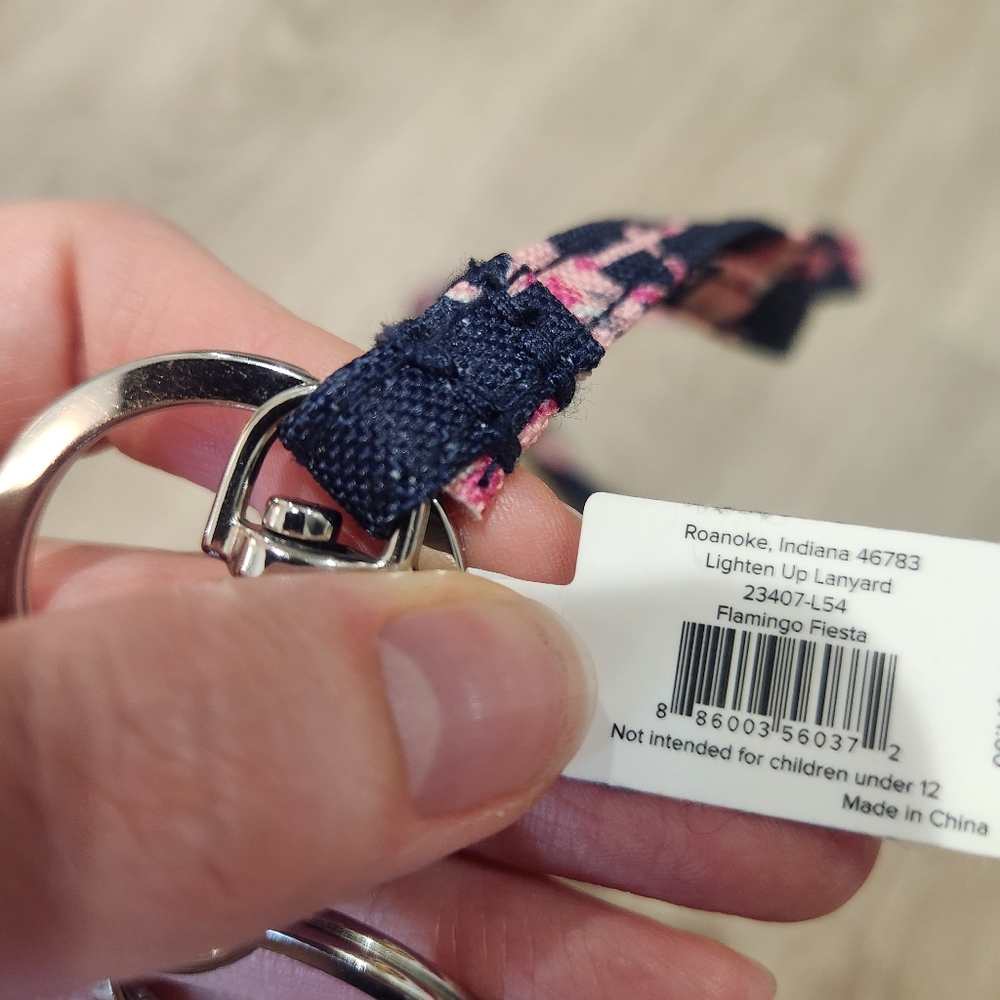 Vera Bradley Flamingo Print Zip ID Holder with Lanyard - Picture 6 of 6